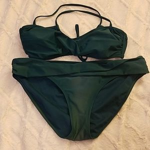 Old Navy L/XL Green Bikini Criss Cross Straps